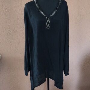 St. John's Bay Black Tunic with White Stitching